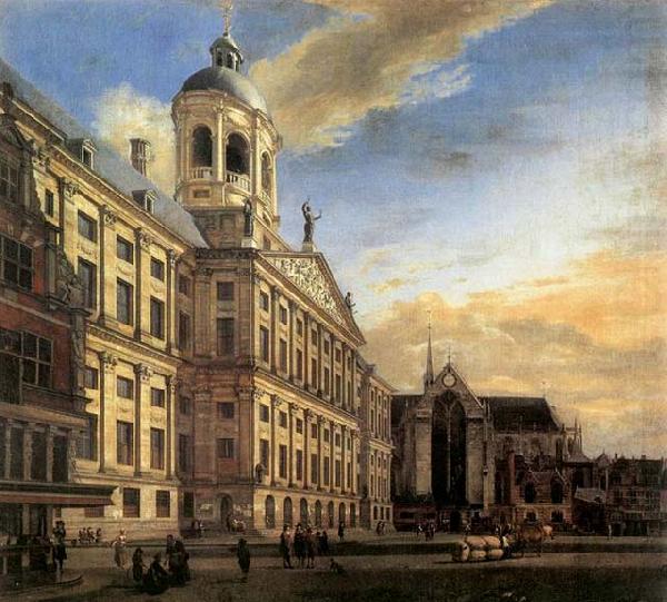 Amsterdam, Dam Square with the Town Hall and the Nieuwe Kerk, HEYDEN, Jan van der